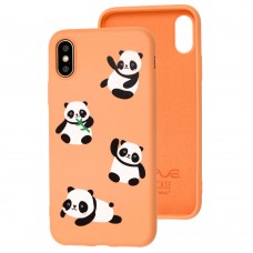 Чехол для iPhone X / Xs Wave Fancy panda / peach