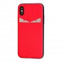 Чохол Fendi для iPhone X / Xs текстиль червоний
