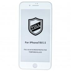 Защитное стекло для iPhone 7 Plus / 8 Plus Full Glue Люкс белое 