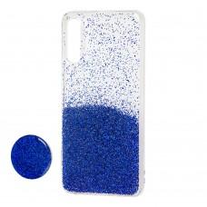 Чехол для Samsung Galaxy A50 / A50s / A30s Fashion блестки + popsocket синий