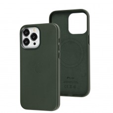 Чехол для iPhone 14 Pro Max Leather with MagSafe shirt green