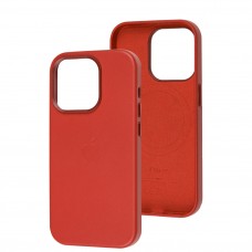 Чехол для iPhone 14 Pro Leather with MagSafe crimson