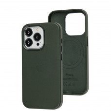 Чехол для iPhone 14 Pro Leather with MagSafe shirt green