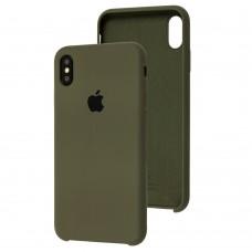 Чехол silicone для iPhone Xs Max case dark olive