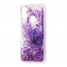 Чохол для Samsung Galaxy A11 / M11 Блискучі вода new метелик фіолетовий
