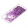 Чехол для Samsung Galaxy A11 / M11 Блестки вода new бабочка фиолетовый