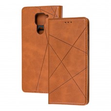 Чехол книжка Business Leather для Xiaomi Redmi Note 9 коричневый