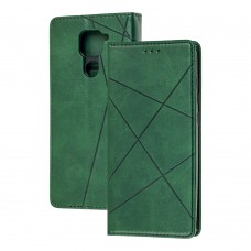 Чехол книжка Business Leather для Xiaomi Redmi Note 9 зеленый