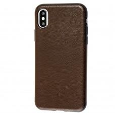 Чехол для iPhone X / Xs Grainy Leather коричневый
