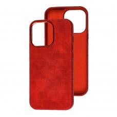 Чехол для iPhone 13 Leather croco full красный
