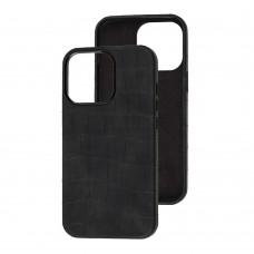 Чохол для iPhone 13 Pro Leather croco full black