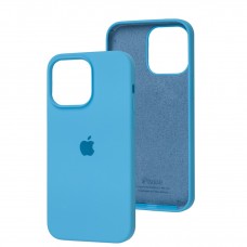 Чехол для iPhone 14 Pro Max Square Full silicone голубой/blue