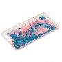 Чехол для iPhone 7 Plus / 8 Plus блестки вода New розово синий фламинго с букетом
