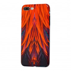 Чехол Glossy Feathers для iPhone 7 Plus / 8 Plus оранжевый