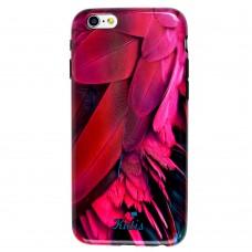Чохол Glossy Feathers для iPhone 6 червоно-рожевий