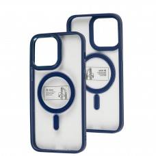 Чехол для iPhone 14 Pro Max Metal Bezel MagSafe синий