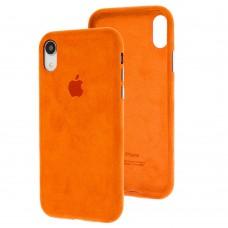 Чохол для iPhone Xr Alcantara 360 помаранчевий