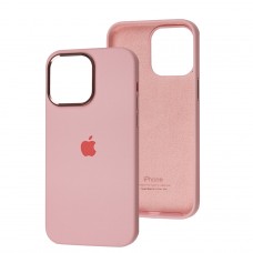 Чехол для iPhone 14 Pro Max New silicone Metal Buttons light pink