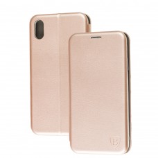 Чохол книжка Premium для iPhone Xs Max рожево-золотистий