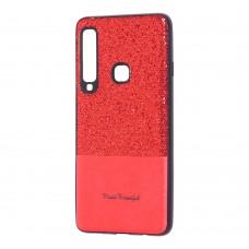 Чохол для Samsung Galaxy A9 2018 (A920) Leather + блискітки червоний