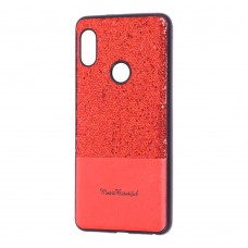 Чохол для Xiaomi Redmi Note 5 / Note 5 Pro Leather + блискітки червоний
