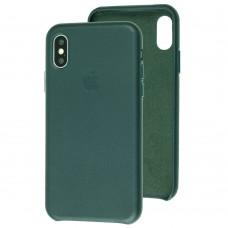 Чохол для iPhone X / Xs Leather Case (Leather) зелений ліс