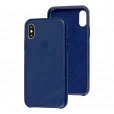 Чехол для iPhone X / Xs Leather Case (Leather) темно-синий 