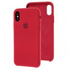 Чохол Silicone для iPhone X / Xs case рожево-червоний світле яблуко