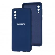 Чехол для Samsung Galaxy A02 (A022) Lime silicon с микрофиброй синий