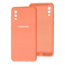 Чехол для Samsung Galaxy A02 (A022) Lime silicon с микрофиброй оранжевый