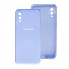 Чехол для Samsung Galaxy A02 (A022) Lime silicon с микрофиброй фиолетовый