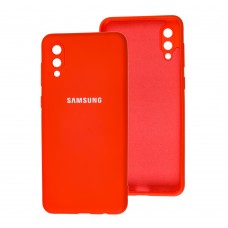 Чехол для Samsung Galaxy A02 (A022) Lime silicon с микрофиброй красный