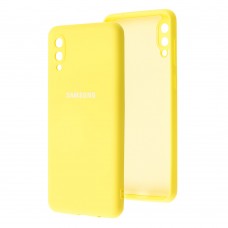 Чехол для Samsung Galaxy A02 (A022) Lime silicon с микрофиброй желтый