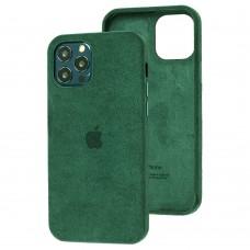 Чехол для iPhone 12 / 12 Pro Alcantara 360 темно-зеленый