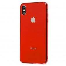 Чехол для iPhone Xs Max силикон-стекло красный