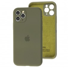 Чохол для iPhone 11 Pro Max Silicone Full camera темно-оливковий