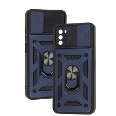 Чехол для Xiaomi Poco M3 Serge Ring Armor ударопрочный синий
