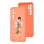 Чехол для Xiaomi Mi Note 10 Lite Wave Fancy plaid skirt girl / peach
