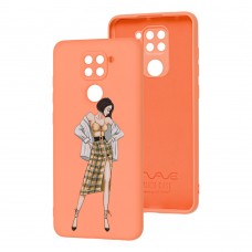 Чохол для Xiaomi Redmi Note 9 Wave Fancy plaid skirt girl / peach