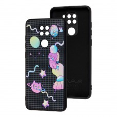 Чехол для Xiaomi Redmi Note 9 Wave Fancy purple space / black