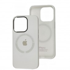 Чохол для iPhone 14 Pro Metal Camera MagSafe Silicone white