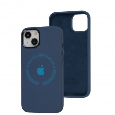 Чехол для iPhone 13 Metal Camera MagSafe Silicone cobalt blue