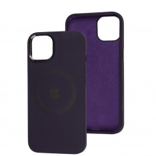 Чехол для iPhone 14 Metal Camera MagSafe Silicone deep purple