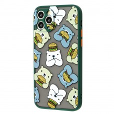 Чохол для iPhone 11 Pro Wave Cartoon bear and burger / forest green