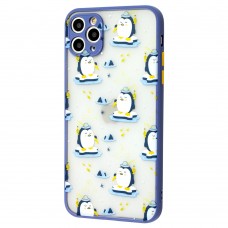 Чехол для iPhone 11 Pro Max Wave Cartoon penguin fisherman / lavender gray