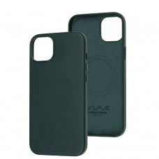Чехол для iPhone 15 Plus WAVE Premium leather MagSafe forest green