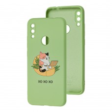 Чехол для Xiaomi Redmi Note 7 Wave Fancy freelance cat / mint gum