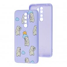 Чохол для Xiaomi Redmi 9 Wave Fancy cute bears / light purple
