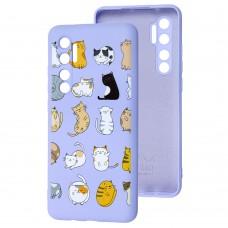 Чехол для Xiaomi Mi Note 10 Lite Wave Fancy funny cats / light purple