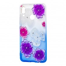 Чехол для Huawei P Smart Plus Glamour ambre фиолетовые "цветы"